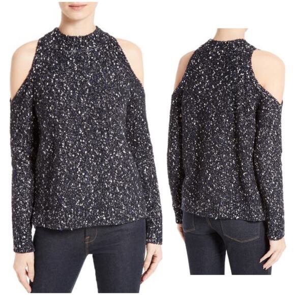 Rebecca Taylor cold shoulder boucle sweater, sz L - Picture 8 of 9